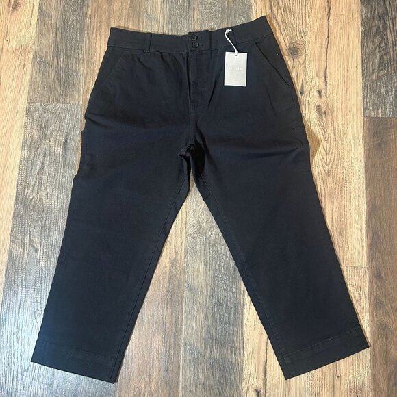 Everlane The Straight Leg Crop Pants Black Size 16 NWT - Picture 1 of 4
